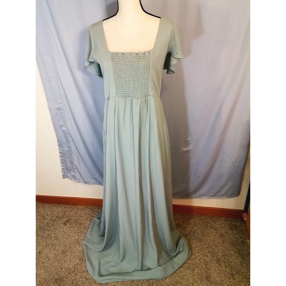 MUMU: light sage green maxi dress